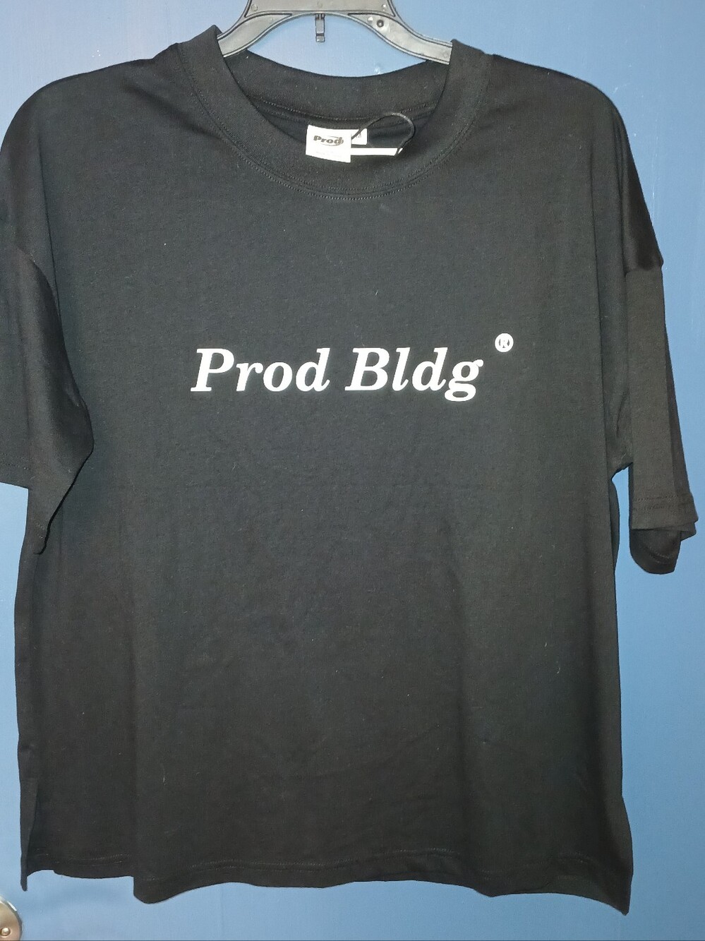 Prod Black Graphic Tee with White Logo, Size Medium